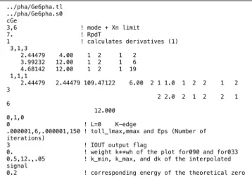 Figure 1. A typical example of text based input file for GNXAS.