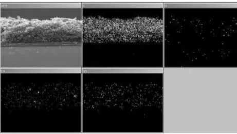 Fig. 6 Distribution maps of the PSA –SnRGO electrode cross section for carbon, oxygen, calcium, and tin as obtained by X-ray energy-dispersive spectroscopy 0.0 0.1 0.2 0.3 0.4 0.5 0.60.00.51.01.52.02.50100200300400500 600 0.00.51.01.52.02.5