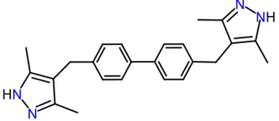 Figure 1. Structure of 4,4’-bis((3,5-dimethyl-1H-pyrazol-4-yl)methyl)biphenyl (H 2 DMPMB)