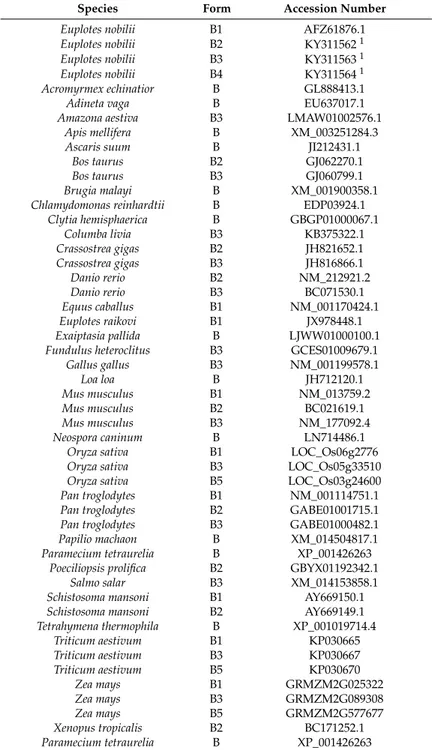 Table A1. MsrB proteins included in the phylogenetic analysis: Source, form and GenBank accession number.