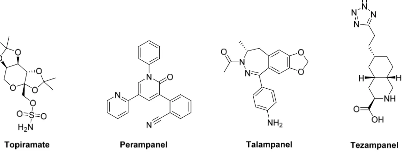 Figure 6. amino‐3‐hydroxy‐5‐methyl‐4‐isoxazolepropionic acid (AMPA) receptor ligands. 