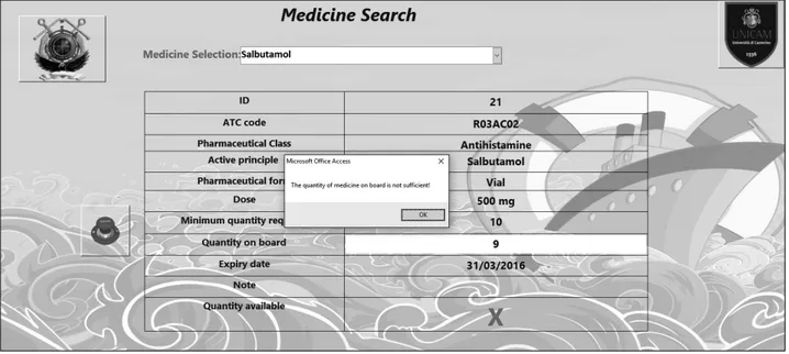 Figure 3. Graphical user interface — a medicine search box