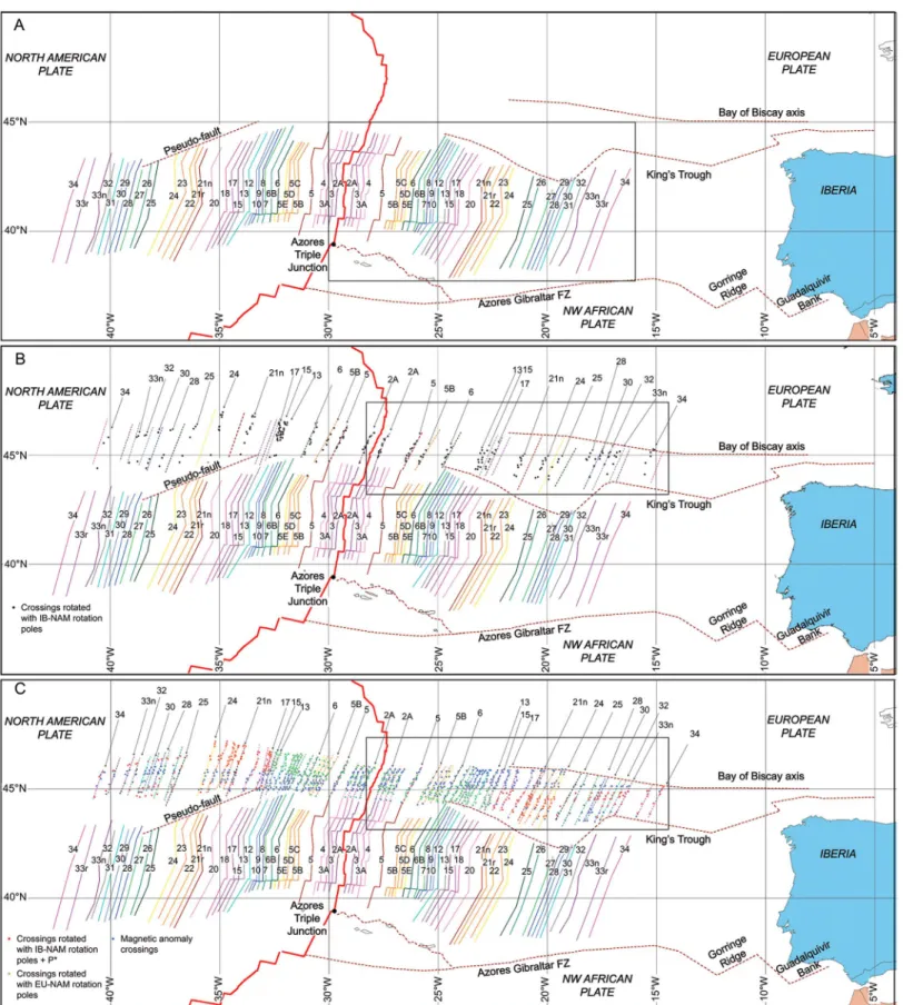 Figure 7. (a) Isochron chart of the southern North Atlantic region. The black box shows where Figure S4a is featured