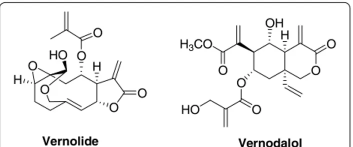 Fig. 1  Chemical structure of vernolide and vernodalol.