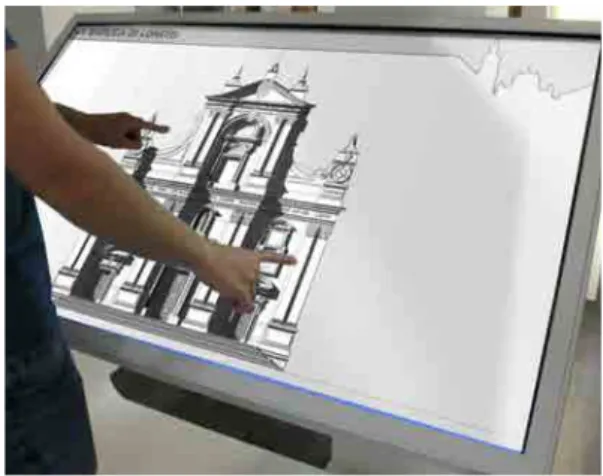 Fig. 14: Touch interface to access information regarding the historical  façade of the Basilica of Loreto.