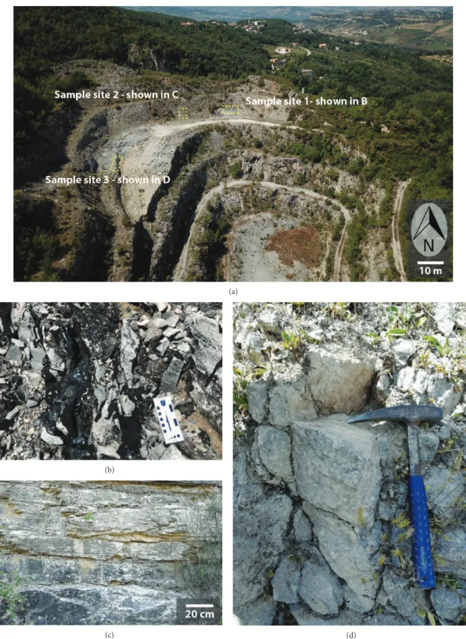 Figure 2: Sample location sites. (a) Sampling locations inside the Roman Valley Quarry