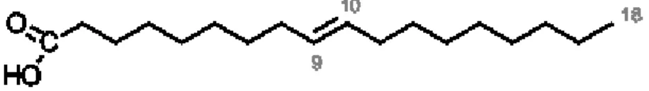 Figure 1.2. Chemical structure of oleic acid (OA, 18: n9). 
