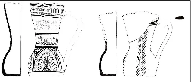 Figura 8. Boccali in Protomaiolica provenienti dal Castello di Lucera (Whitehouse 1984)