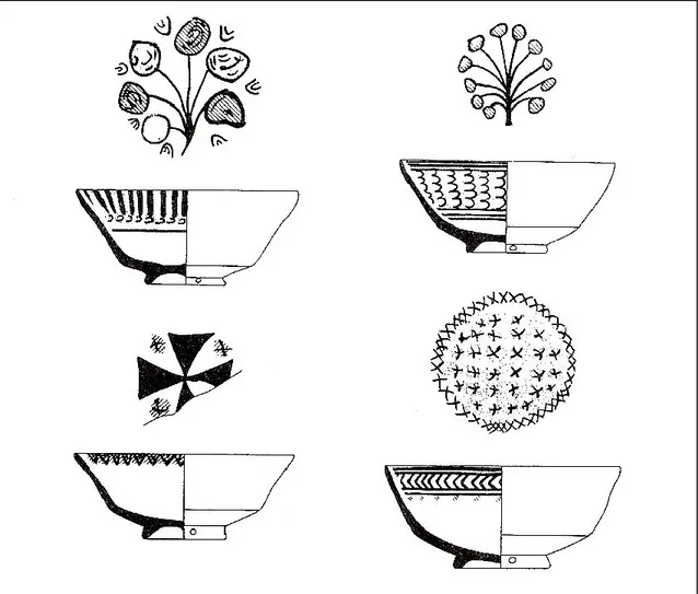 Figura 9. Ciotole in Protomaiolica dal Castello di Lucera (Whitehouse 1984).