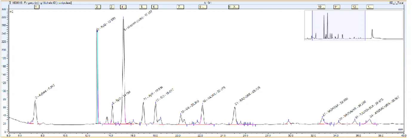 Figure 21 Example of peak area of digested AX and MLG obtained by HPAEC  