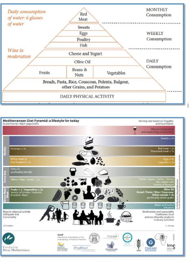 Figure 2.  Comparison between the Mediterranean Diet pyramid (1993) and  Mediterranean  Diet Pyramid: a lifestyle for today (2010) 