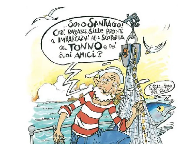 Figura 9. Parti del fumetto “Storie di pesci”.   Fonte: www.permangiartimeglio.it 