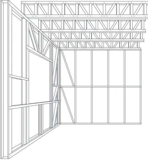 Figura 3. Schema di parete e solaio in acciaio sagomato a freddo. Immagine di Margherita Ferrari.