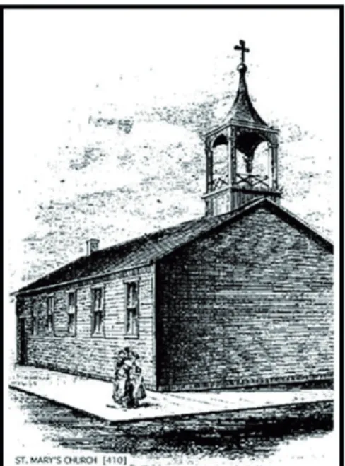 Figura 1. La St. Mary’s Church, donata da George Washington Snow alla città di Chicago nel 1833: la  costruzione è realizzata con la Chicago Structure, rinominata balloon frame dai suoi detrattori
