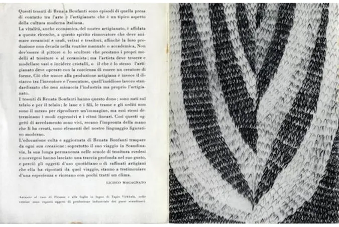 Fig. 3: Mostra degli arazzi di Renata Bonfanti, Galleria del Calibano, Vicenza, 1955. 