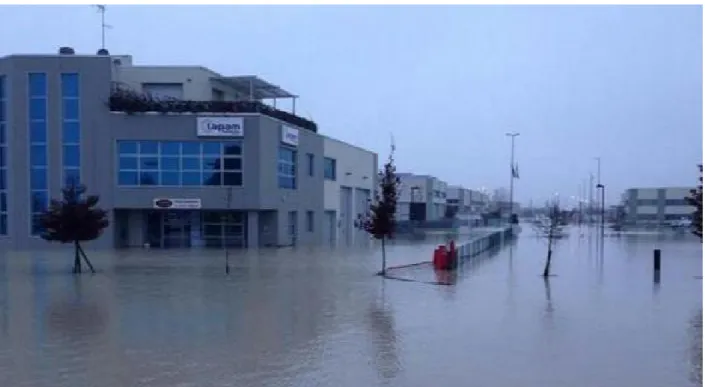 Figura 29. Immagine dell’alluvione che ha colpito l’area industriale di Bomporto nel 2014