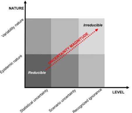 Fig 4. Uncertainty magnitude. Combinations between level and nature of uncertainty give place to 6