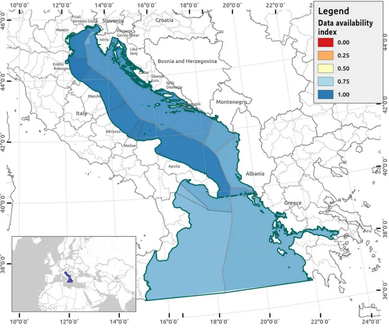 Fig 8. Data availability index (DAI) for the AIR. Dark blue indicates where all data sets are available.