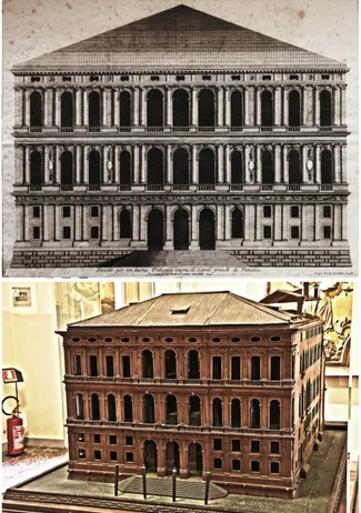 Figure 1. Comparison between Fossati’s design, based on  Boschetti’s project, and Rizzi’s  wooden model 
