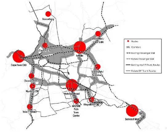 Figura 6 - Nodi principali dallo Spatial Development Framework di Cape Town del 2012. Fonte Spatial Development  framework, 2012 