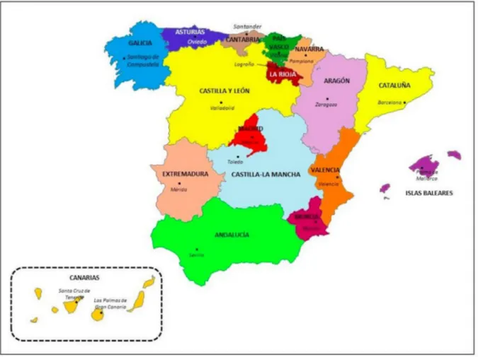 Fig. 1 –  Organizzazione amministrativa della Spagna nel 2007.