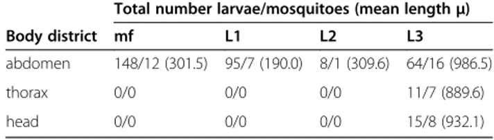 Figure 2 Percentage of different larval stages of Dirofilaria immitis within Aedes koreicus mosquitoes.