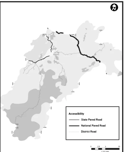 Figure 3.  Accessibility and land uses of the Aquitania municipality (Boyacá,  Colombia)