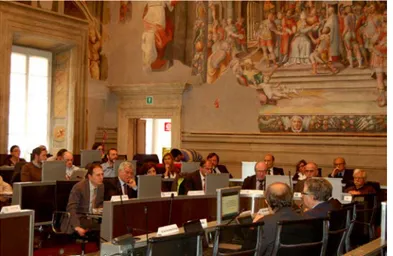 Fig. 5 -  Incontro dei CIRT a Roma a  maggio 2016, presso la Sede della  CRUI, e dibattito sul tema “Il valore  aggiunto dei Consorzi Interuniversitari  di Ricerca nel sistema Ricerca  nazionale ed internazionale” 