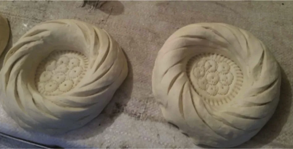 Fig. 6. Iranian breads, allowed to cool on a net. (A) Barbari bread. (B) Sangak bread