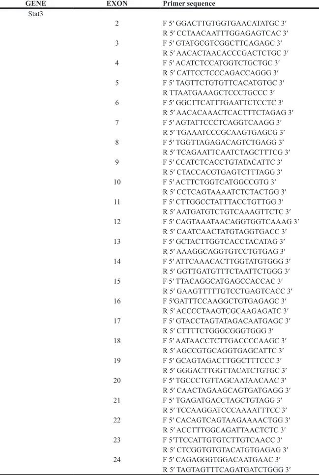 Table 3: Primers for the PCR amplification of Stat3 (NM_139276.2)