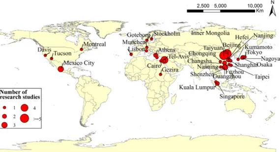 Fig. 1. Location of global published in-situ observation sites.