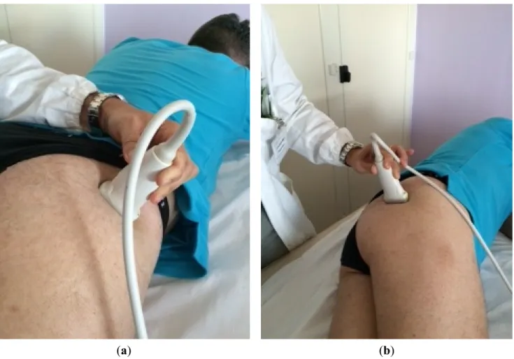Figure 1. Positioning of the probe initially with its lateral side medial to the greater 