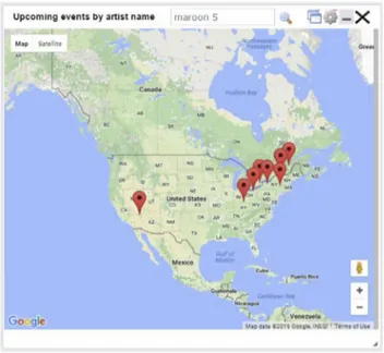 Fig. 4. Example of UI component that shows musical events on Google Maps. 