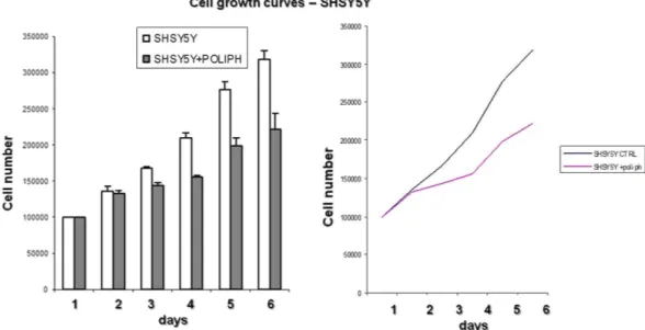 Figure 2.  Cell growth trend of the SH-SY5Y line treated and not treated with polyphenolic extracts