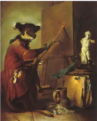 Fig. 1. Le Singe peintre, Jean Siméon Chardin, 1740, Musée du Louvre. 