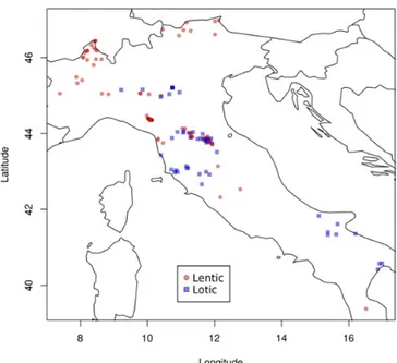 Figure 1.  Geographic locations of sampled freshwater systems 