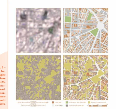 Fig. 3 –  Grecia -  Im-magine  satellitare  Sentinel-2A,  quadri  conos-citivi esistenti,  elaborazioni  prodotte e  nuovi quadri  conoscitivi.