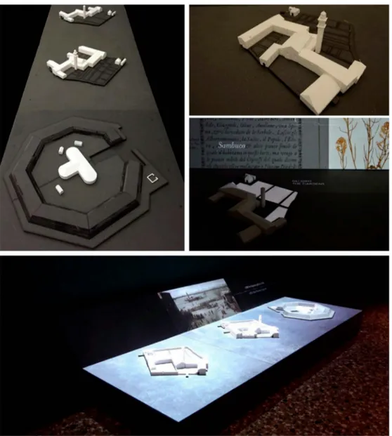 Figure 1. Printed three-dimensional models for a video-mapping installation about the history of the Venetian lagoon and its islands.