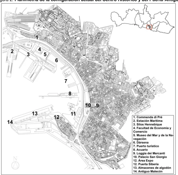 Figura 2. Planimetría de la configuración actual del Centro Histórico y del Puerto Antiguo 