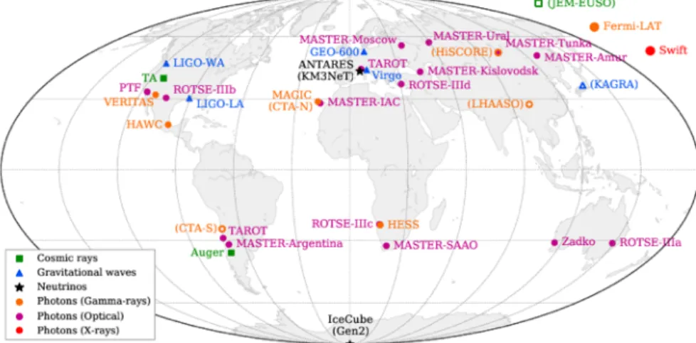 Figura 2.3: Mappa degli osservatori astrofisici nel mondo [3].