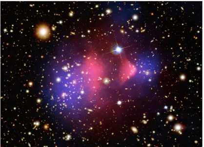 Fig. 1.2 : NASA X-ray Chandra composite image of the galaxy cluster 1E0657-56, also known as Bullet