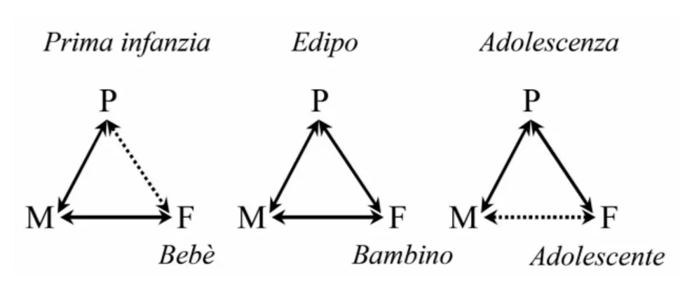 Fig. 4.4 Relazioni triadiche nel ciclo vitale della famiglia (Baldoni 2005)