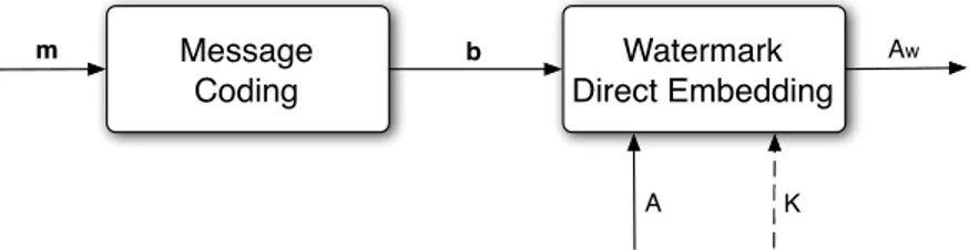 Figure 22.6: Direct watermark embedding steps.