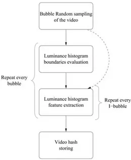Figure 3. Procedure for video hash generation .  The luminance histogram is the feature selected for video  frame authentication