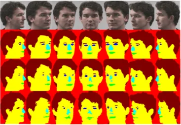 Fig. 2: Examples of segmentation results on 7 poses (from −90 ◦ to +90 ◦ with a step size of 30 ◦ )