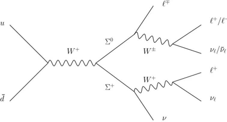 Fig. 1. Feynman diagram for the dominant contribution to three-charged-leptons ﬁ-