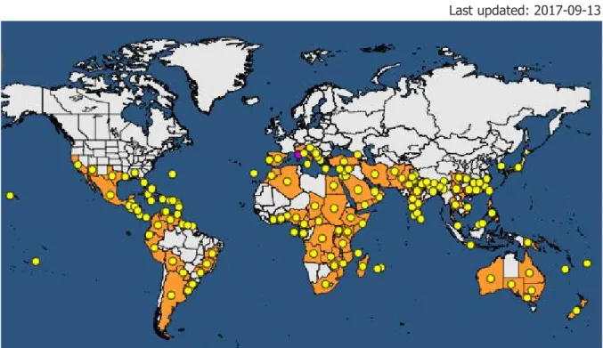Figure 1: Global distribution of Citrus tristeza virus (non-EU isolates) (extracted from EPPO Global Database, accessed 28 September 2017)