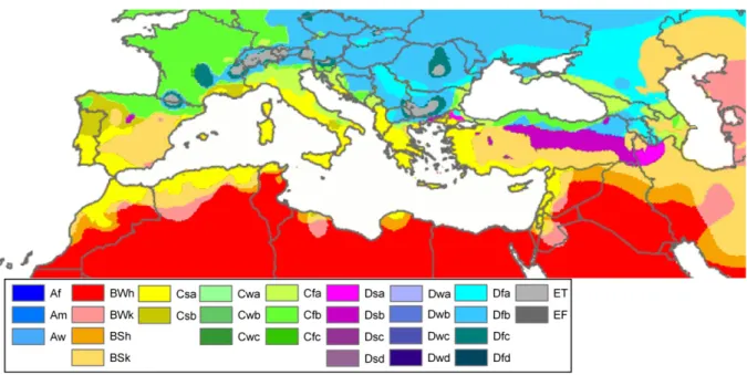 Figure 2: K €oppen–Geiger climate type map of the Mediterranean Basin, from Peel et al