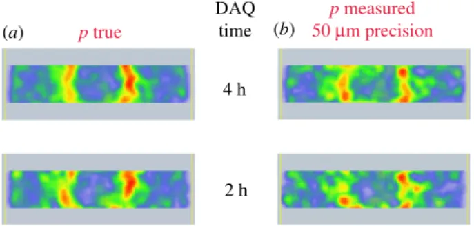 Figure 10. MLEM reconstructed images using measured momentum with the detector of 50 µmprecisiondescribedinthetext.