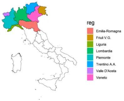 Fig. 1    Italian regions included in the study